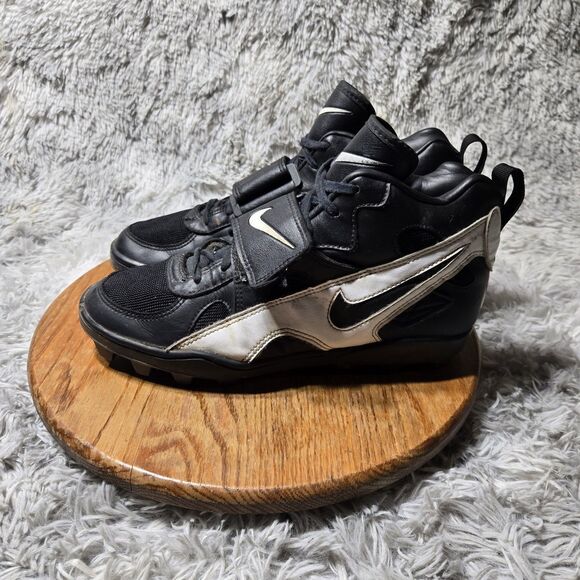 Vintage Nike Air Boss Shark Pros Mens Size 10.5 Leather Football Strap Cleats - Picture 1 of 9